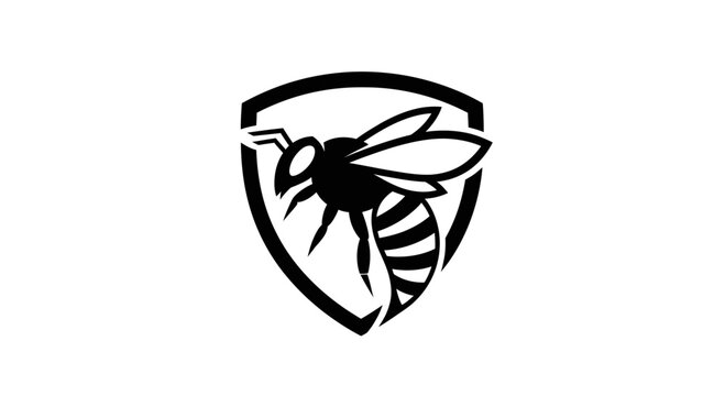 Stylized Bee on Shield Vector Logo