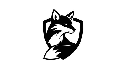 Black fox head logo in shield outline