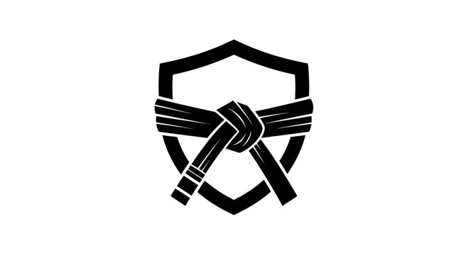 Martial Arts Belt on Shield Icon