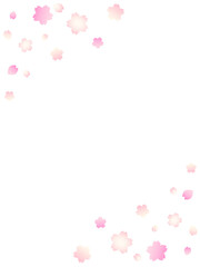 桜の花びら舞う水彩手描き背景フレーム　横　sakura design sakura_design