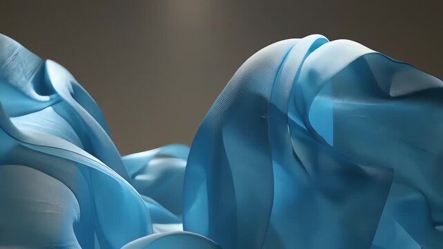 Blue Fabric Flowing in Motion.