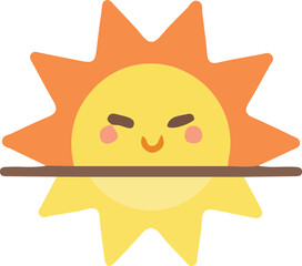 Cute Cartoon Smiling Sun Character with Rosy Cheeks