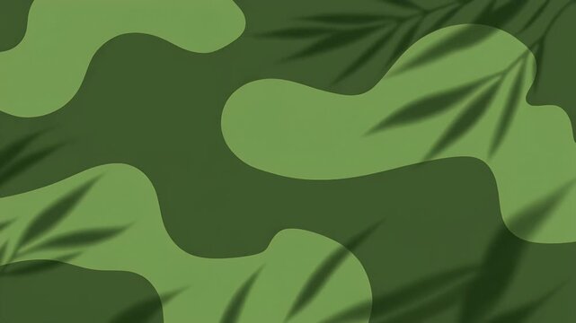 Jungle Green Camo With Soft Animated Leaf Shadows for Depth &ndash; Ambient Forest Pattern Background
