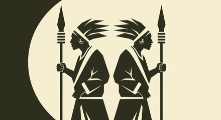 Obraz premium Two Native American Warriors Standing Together.
