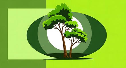 Fototapeta premium Illustration of two trees in a green circle