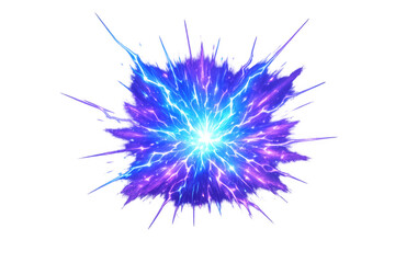 Obraz premium Energy burst creating dynamic blue and violet electric arcs, glowing light, and powerful magic explosion. Vector illustration