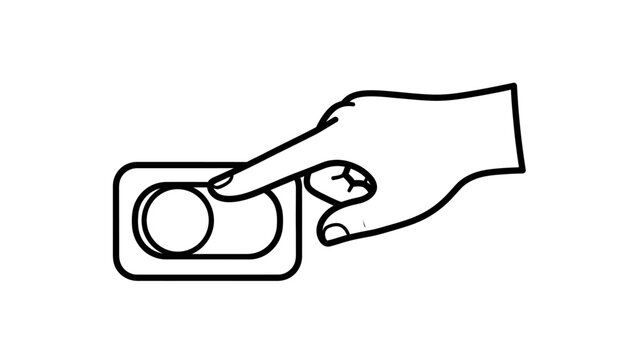 Hand pressing a button control.