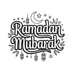 Fototapeta premium Ramadan mubarak design coloring page line art