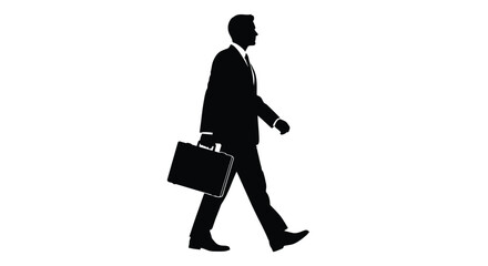 Businessman walking with briefcase silhouette vector career concept