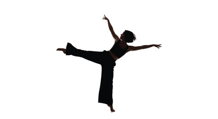 Female contemporary dancer performing silhouette vector motion