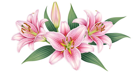 Easter sunday pink lilies isolated on transparent background © Shahjahan