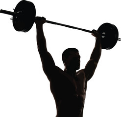 Weightlifter lifting barbell silhouette vector for strength and sport