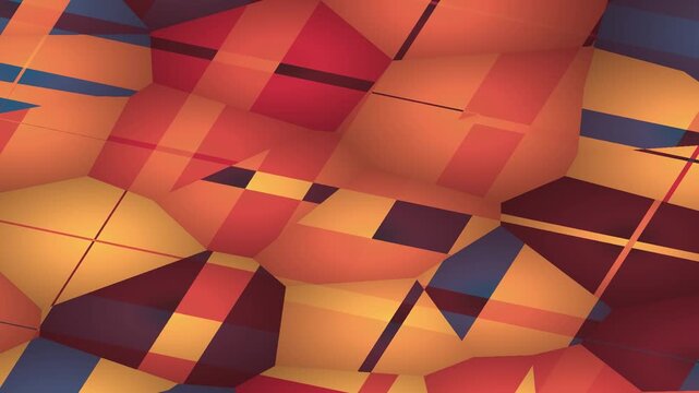 Creating a Dynamic Abstract Visual Scene with Geometric Shapes and Warm Color Palette