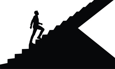 Man climbing stairs silhouette vector representing success