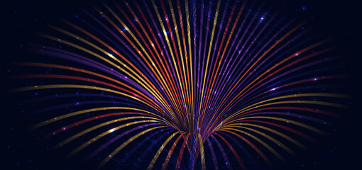 Fototapeta premium Glowing wavy dynamic lines on dark background.