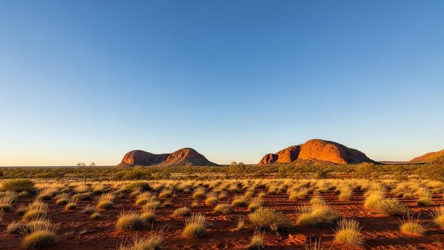 Iconic Uluru and Kata Tjuta at Sunset in the Australian Outback