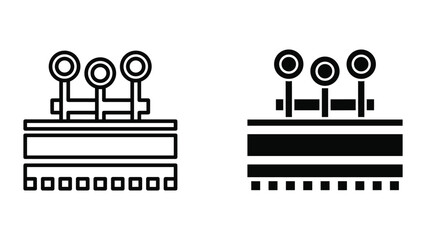 Naklejka premium Simple black line icons representing industrial equipment