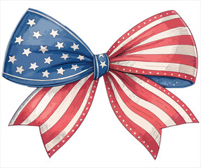 Patriotic American Flag Bow &ndash; USA Ribbon Vector Free 4th of July .
