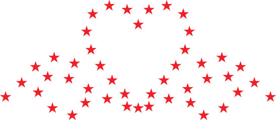 Seamless red heart and star pattern vector illustration featuring festive winter holiday shapes on a white background for a Christmas celebration wallpaper design