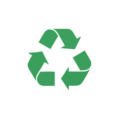 Obraz premium “Recycling and waste management illustration, recycle bins and symbols, flat design, clean geometric shapes, minimal detail, solid colors, vector-friendly, no text