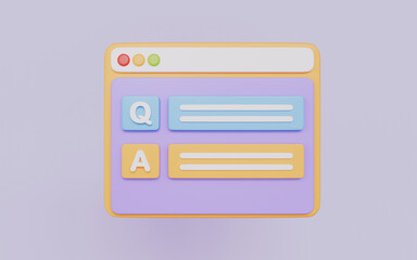 Question and Answer interface, knowledge sharing and interactive learning 3d illustration