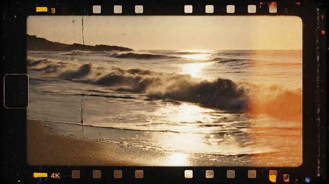 Authentic vintage cinematic motion of nostalgic film grain texture featuring vibrant light burns and analog scratches recorded on a classic eight millimeter retro camera in ultra high definition.