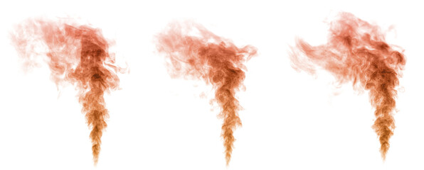 Orange dust cloud isolated on white background, realistic powder explosion texture for design...