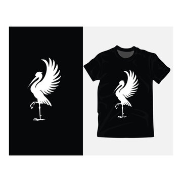 Modern bird logo gaphic print on mockup black T-shirt vector