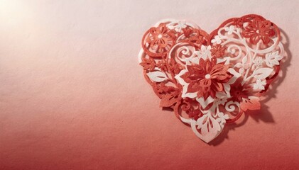 Fototapeta premium Intricate paper heart cutout with floral designs and delicate filigree details