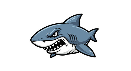 Obraz premium Cartoon Shark with Open Mouth and Teeth.