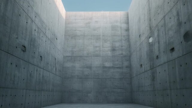 Minimalist Architecture: Empty Concrete Room with Natural Light and Modern Design