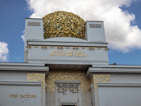 VIENNA, AUSTRIA - JULY 15, 2019: Exterior view of he Secession Building (Secessionsgeb&auml;ude)  - an exhibition hall in Art Nouveau style by Joseph Maria Olbrich