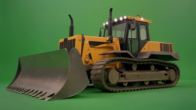 wheel loader isolated in green screen studio