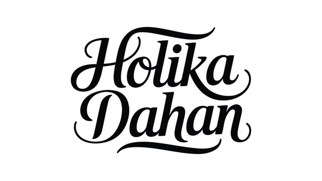 Holika dahan traditional hindu festival typography design representing bonfire ritual celebrated before holi festival of colors on clean white background