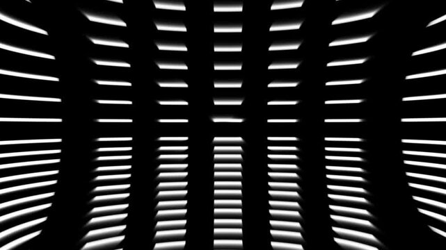 Abstract white glowing geometric block animation pattern on black background