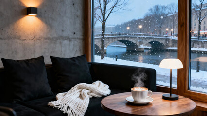 冬日街角 咖啡 窗景