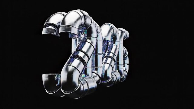 Industrial pipes arranged intricately in a metallic group formation viewed from above