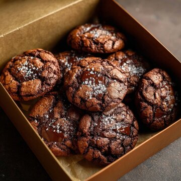 double chocolate cookies in a bakery box