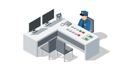 Male Control Room Operator Monitoring Systems.