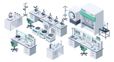 Obraz premium Modern Laboratory Workstations and Equipment Setup.