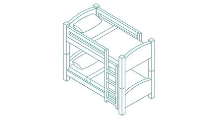 Simple Line Drawing of Bunk Bed. © Kasman