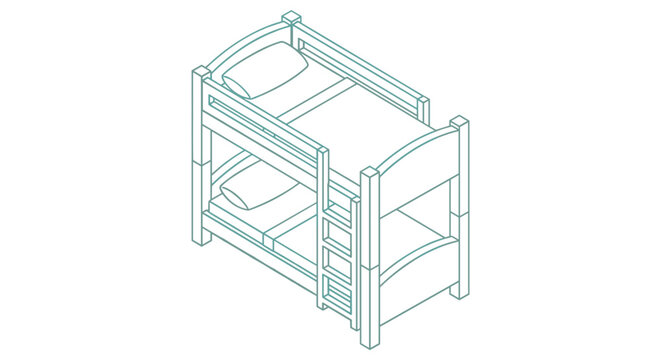 Simple Line Drawing of Bunk Bed.