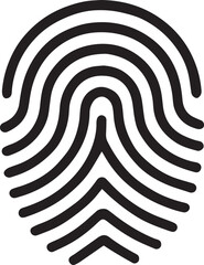 Black fingerprint icon on a white background, symbolizing identity verification, security and personal data, vector illustration editable file