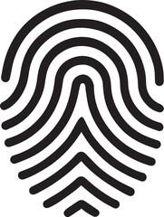 Black fingerprint icon on a white background, symbolizing identity verification, security and personal data, vector illustration editable file