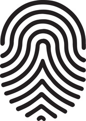 Black fingerprint icon on a white background, symbolizing identity verification, security and personal data, vector illustration editable file