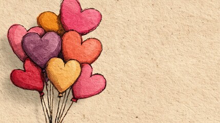 Obraz premium Vintage paper‑inspired retro wallpaper for Valentine's Day, also functioning as a greeting card template for weddings, Mother's Day, Women's Day, and Valentine's Day