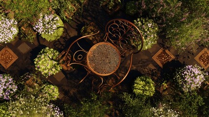 Fototapeta premium Ornate Metal Chair in a Lush Garden