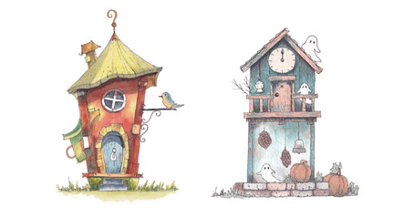 house watercolor clipart for stationery design