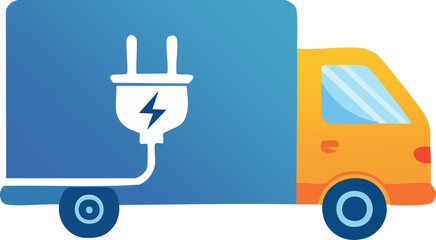 Fototapeta premium Simple Flat Icon of Electric Cargo Truck