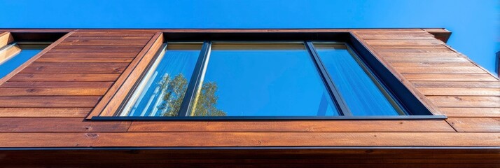 Obraz premium Close-Up View of Interlocking Wooden Slats on Modern Architecture